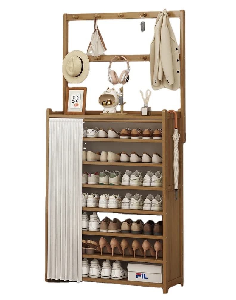 Multi-Layer Wall Storage Rack Integrated Hanger Shoe Cabinet Elegant Hat Clothes Stands & Shoe Racks & Entryway Hall Tree