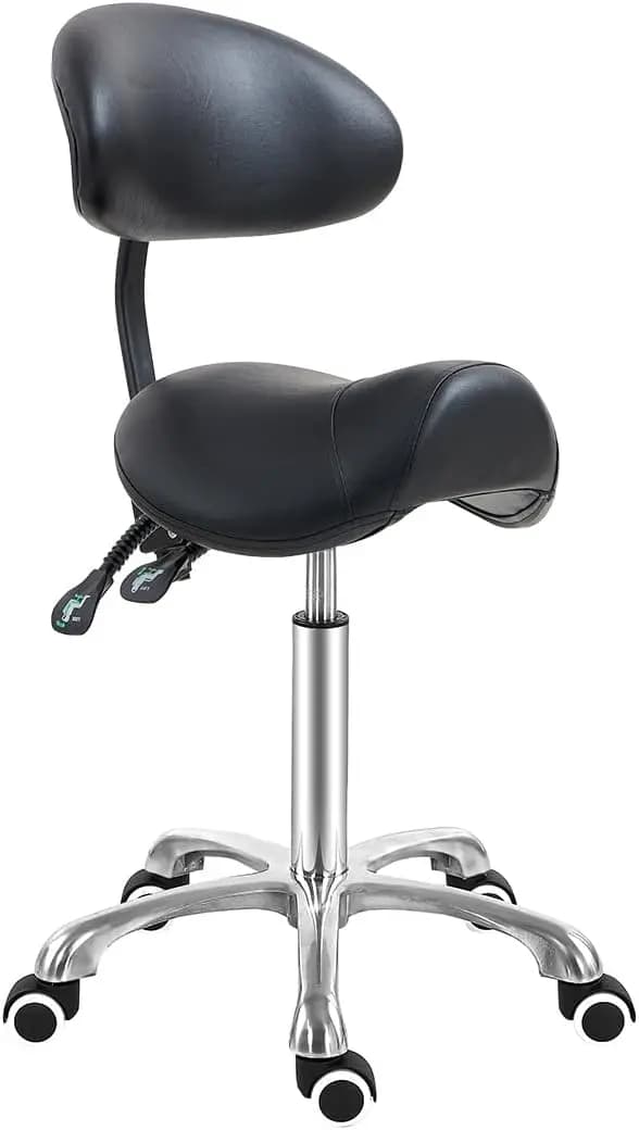 Sgabello Ergonomico con Supporto Lombare per Estetista, Salone, Tatuaggi, Spa, Clinica Medica e Dentistica