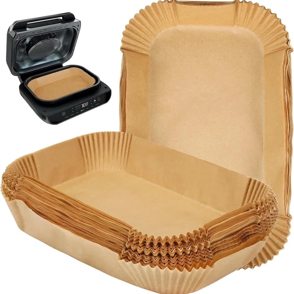 50/100 Pezzi Fogli di Carta Rettangolari Monouso per Friggitrice ad Aria, Tappetini Antiaderenti per Cottura e Barbecue, Accessori da Cucina