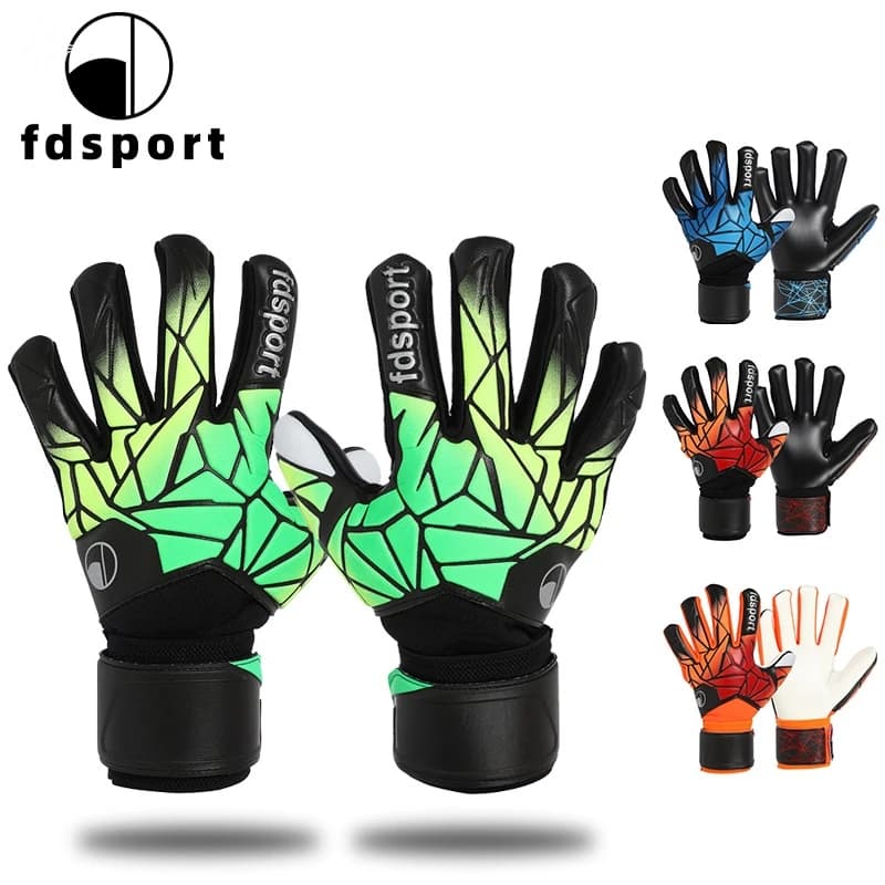 FDSPORT Size 8-10 Full Latex Palm Roll Finger Cut Goalkeeper Gloves, Non Slip Breathable No Finger Save Goalie Gloves
