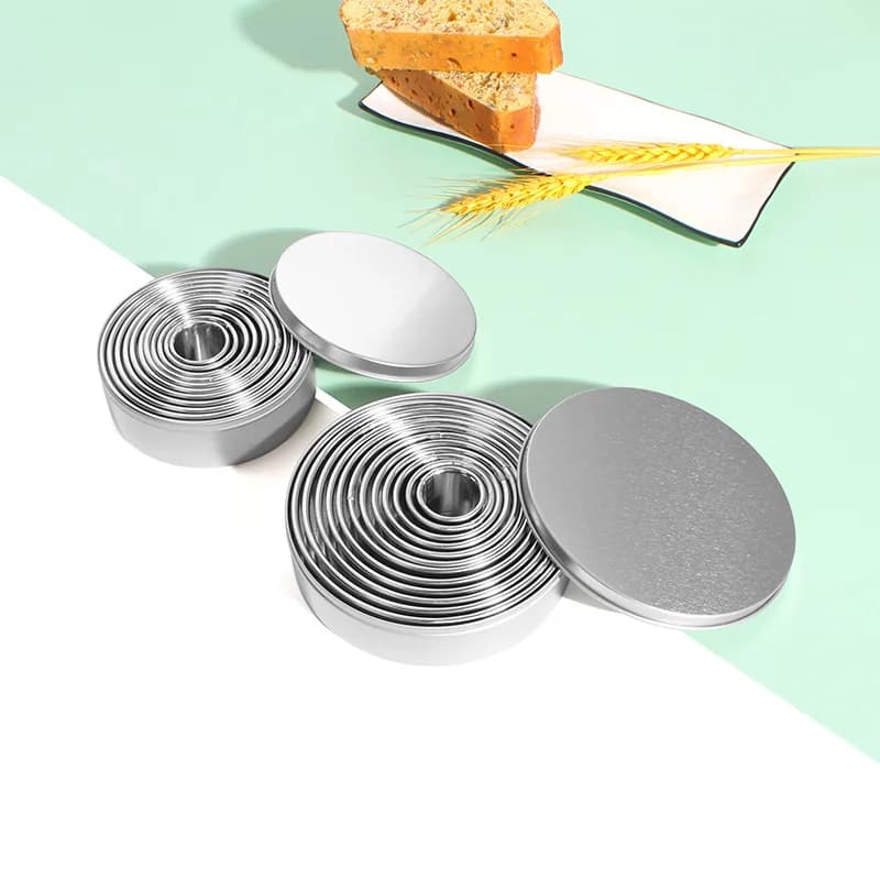 Set di 11 Stampi per Biscotti in Acciaio Inox, Tagliabiscotti Rotondi, Stampi per Ravioli, Set di Tagliapasta Circolari per Cucina