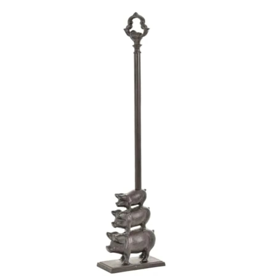 Portable Door Stopper Wedge, 23.8" Tall Cute Three Pig Door Holder, Cast Iron Heavy Duty Animal Statue Door Stops with Handle,