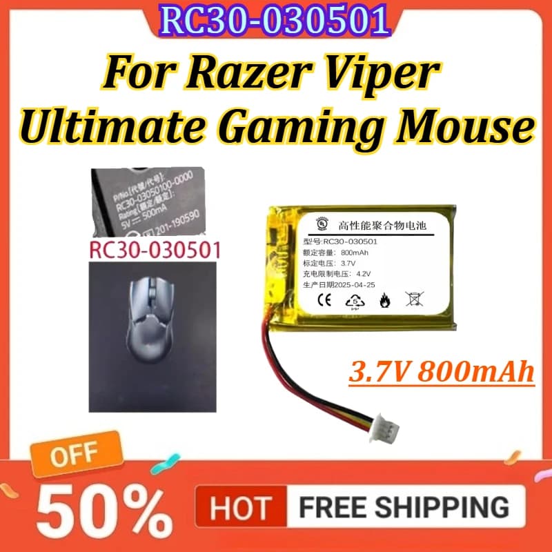 Batteria RC30-030501 3.7V 800mAh per mouse da gioco Razer Viper Ultimate