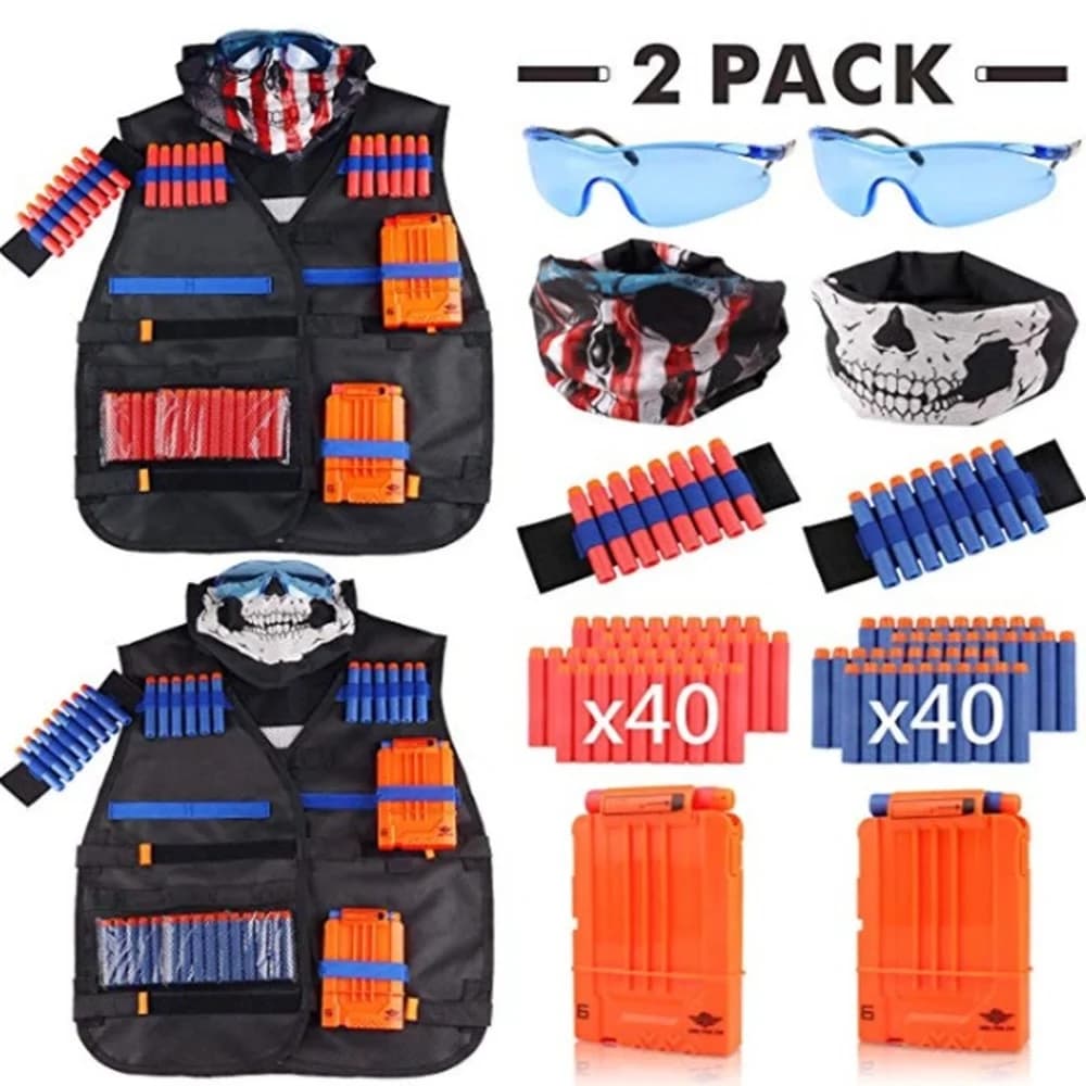 Bambini Bambini Tattico Gilet da esterno Kit Supporto Pistole da gioco Accessori Giocattoli per Nerfs N-Strike Elite Series Proiettili Ragazzi Regali Giocattolo