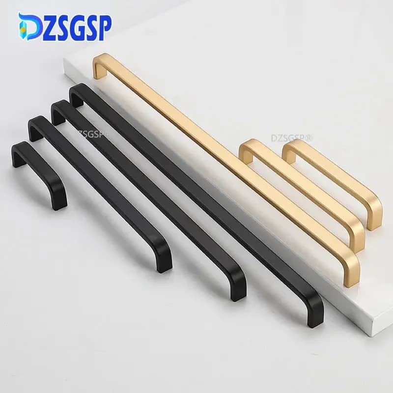 DZSGSP Kitchen Door Cabinet Straight Handle 64/96/128/160/192mm Space Aluminum Handles Pull Knobs Furniture Hardware