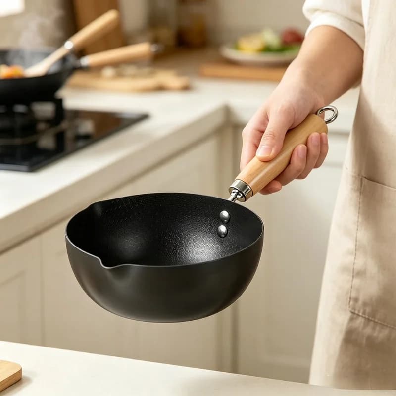 Uncoated Flat Bottom Wok Small Iron Wok for Stir-Fry Cooking Stove Induction Cookware Accessories Kitchen Supply