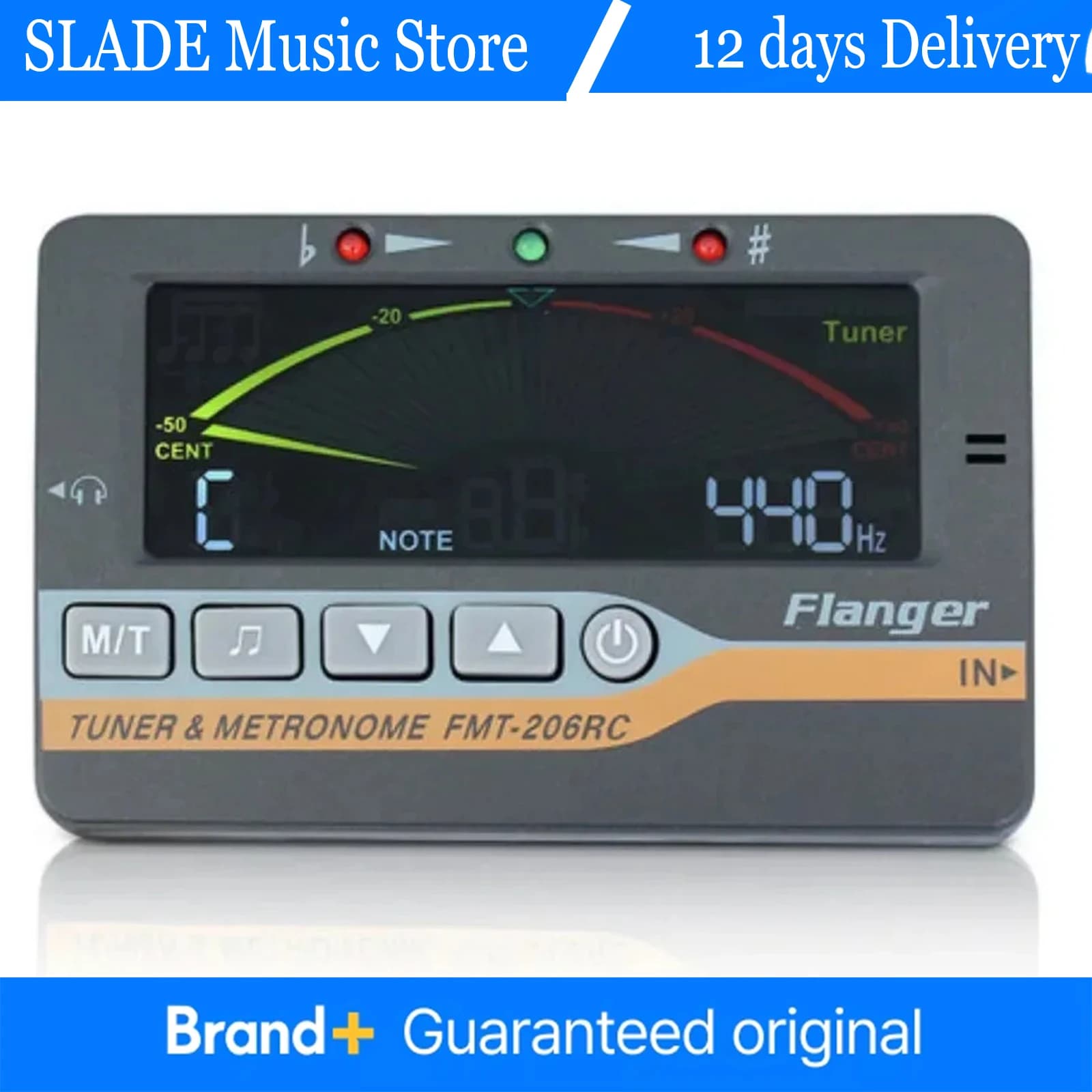 Flanger FMT-206RC Accordatore Elettronico per Chitarra, Violino, Ukulele, Pianoforte - 12 Macchine per Accordatura a Tempo Uguale
