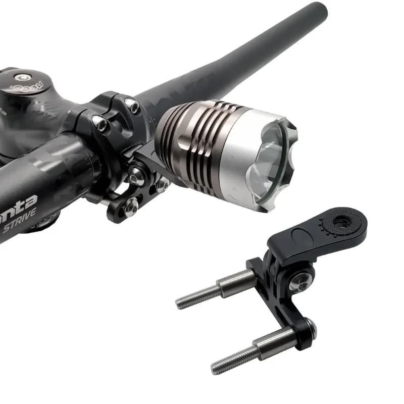 Staffa per faro per bicicletta Supporto per stelo in lega di alluminio Supporto per luce anteriore per ciclismo Clip Connettore per supporto per fotocamera