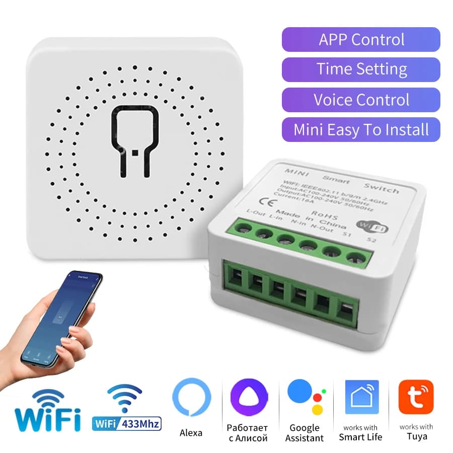 16A 20A Tuya Smart WiFi Switch RF 433Mhz Ricevitore Interruttore Modulo Relè Controllo a 2 vie Smart Life App Remote Alexa Google Home