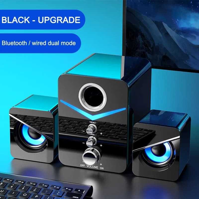 Altoparlante audio stereo per bassi surround dual mode cablato Bluetooth con aggiornamento nero per TV portatile desktop