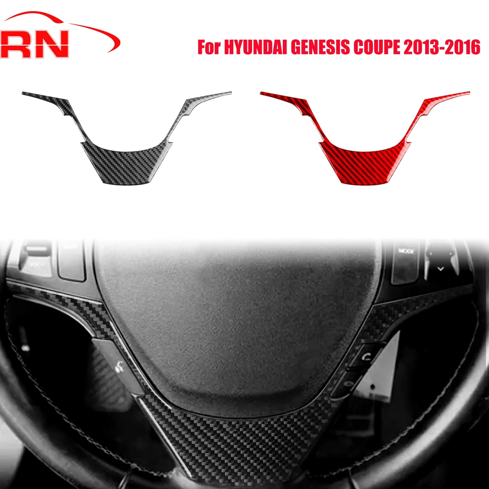 Per Hyundai Genesis Coupe 2013-2016 Volante per auto in fibra di carbonio modificata Mento Pannello Accessori interni Adesivi decorativi