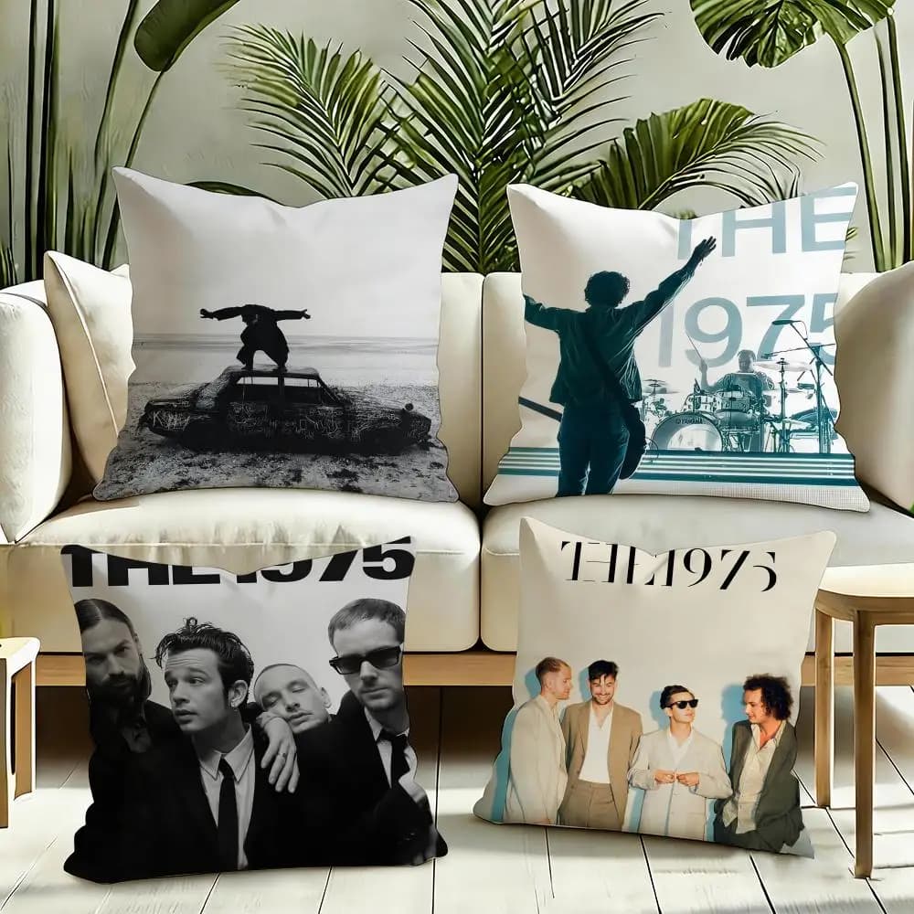 Classic Band T-The 1975 Cushion Cover Silky Short Plush Invisible Zipper Dustproof Sofa Pillow Case for Home Decor