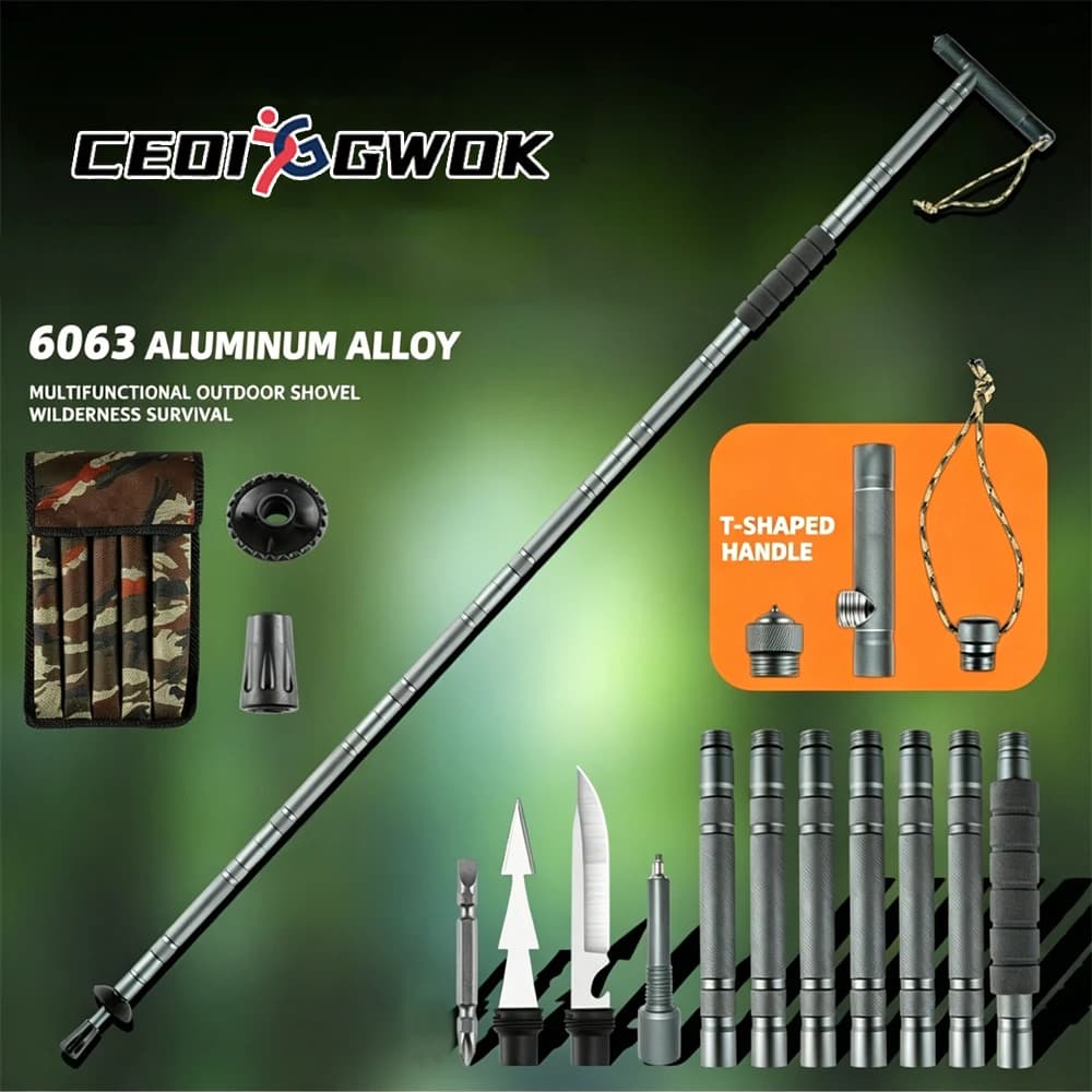 Trekking Poles Foldable Hiking Staff with T Grip Outdoor Walking Adjustable Hiking Stick Professional Walking Stick