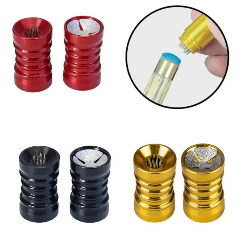 1 Pezzo Attrezzo Multifunzione 2in1 per Modellare e Affilare Punte da Biliardo in Lega di Alluminio Blu Oro Rosso Nero per Prestazioni Perfette