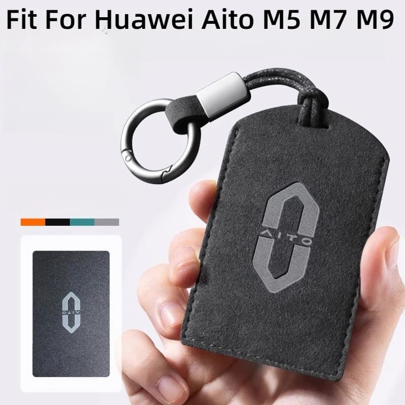 Misura per Huawei Aito M5 M7 M9 Portachiavi per auto NFC Smart Card Custodia protettiva in pelle scamosciata