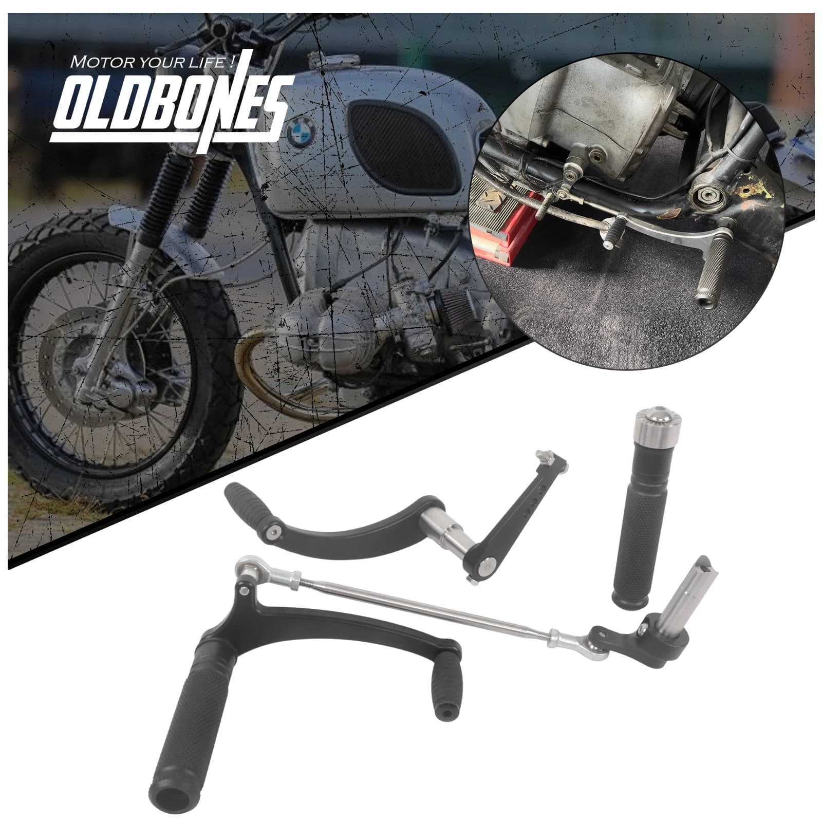 OldBones Pedane Posteriori in Alluminio per Moto BMW R65 R75 R90 Cafe Racer