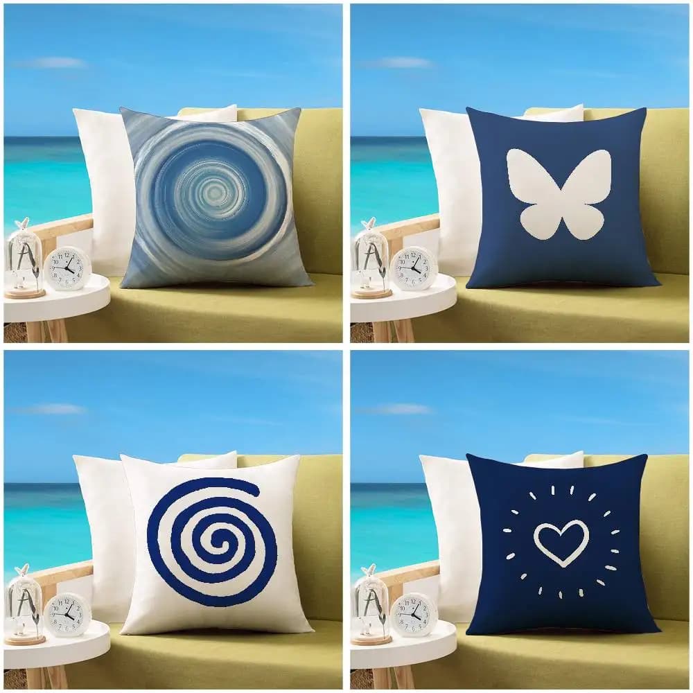 Blue Style Star Heart Cat Self Love Pillow Case Sofa Decorative Cushion Covers Dust-proof And Mite-proof Invisible Zipper