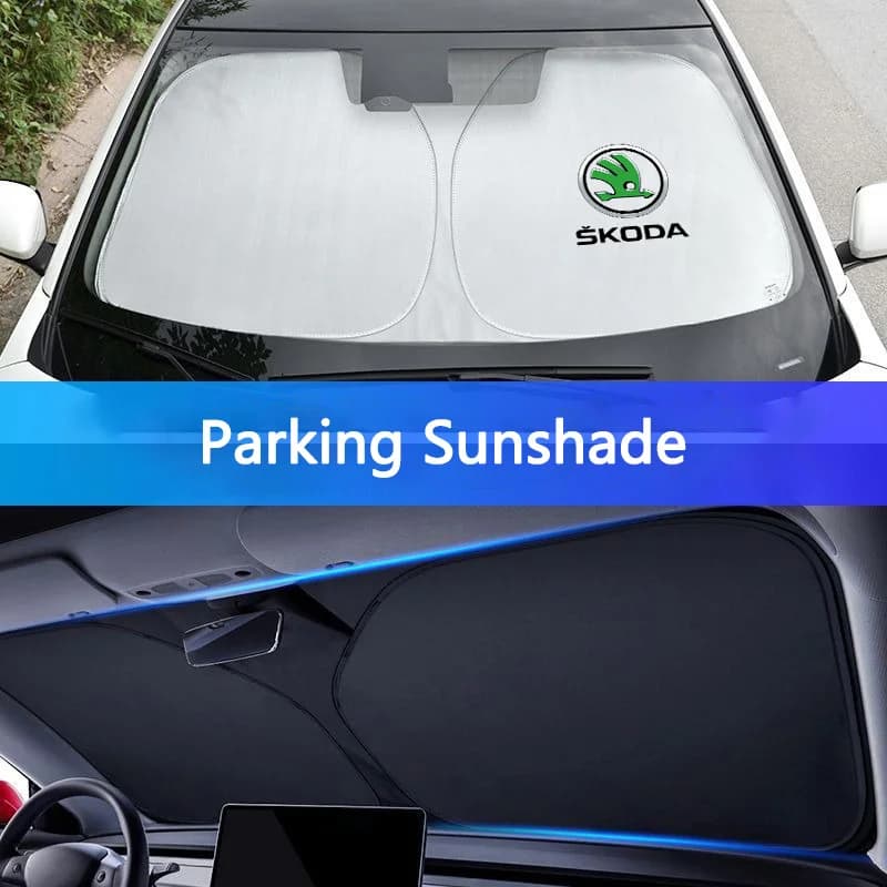Auto Protezione UV Parabrezza Visiera Parasole Pieghevole Parasole Copertura Per Skoda Octavia Rapid Fabia Superb Kodiaq Scala Karoq Kamiq