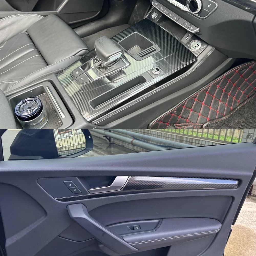 Per Audi Q5 2018-2023 80A Interni Pannello di Controllo Centrale Maniglia Della Porta Adesivi In Fibra di Carbonio Decalcomanie Car styling Accessorie