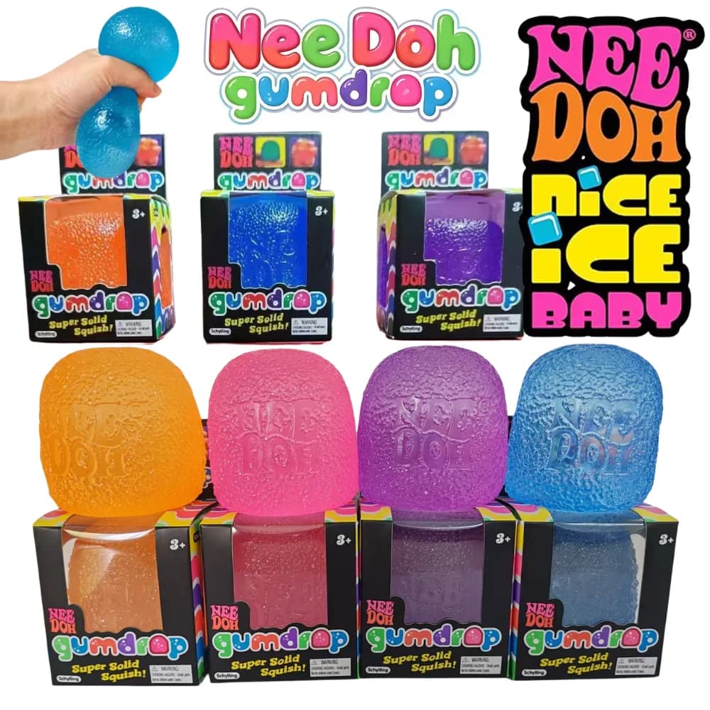 Schylling Mini Candy NeeDoh Gumdrop Soft Sensory Fidget Toy Stress Relief Squeeze Ball Gift