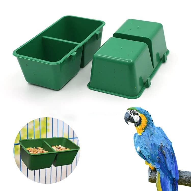 Bird Feeder Box Cage Food Bowl Container For Parrot Rabbit Wire Cage Universal Connected Feeding Cup