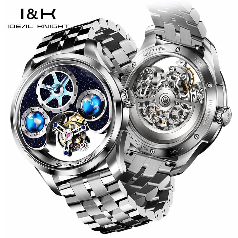 IDEAL KNIGHT 6805 Orologio da uomo Tourbillon Movimento automatico Scheletrato Orologio originale ufficiale in acciaio inossidabile