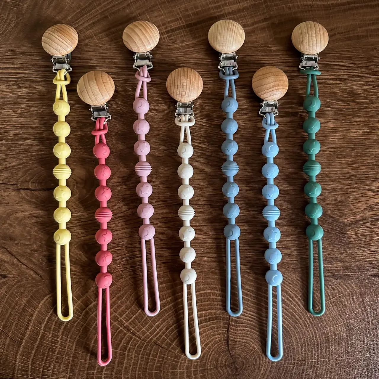 Clip per ciuccio per bambini Catena per ciuccio per bambini in silicone integrata Massaggiagengive Giocattoli per la dentizione Clip per portaciuccio Clip per catena Regalo per bambini