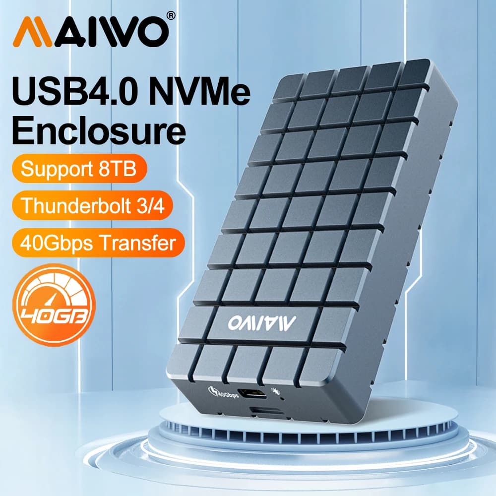 MAIWO USB4 40Gbps NVMe M.2 SSD Enclosure alluminio M2 custodia esterna compatibile con Thunderbolt 3/4 Type-C SSD Case Support 8TB