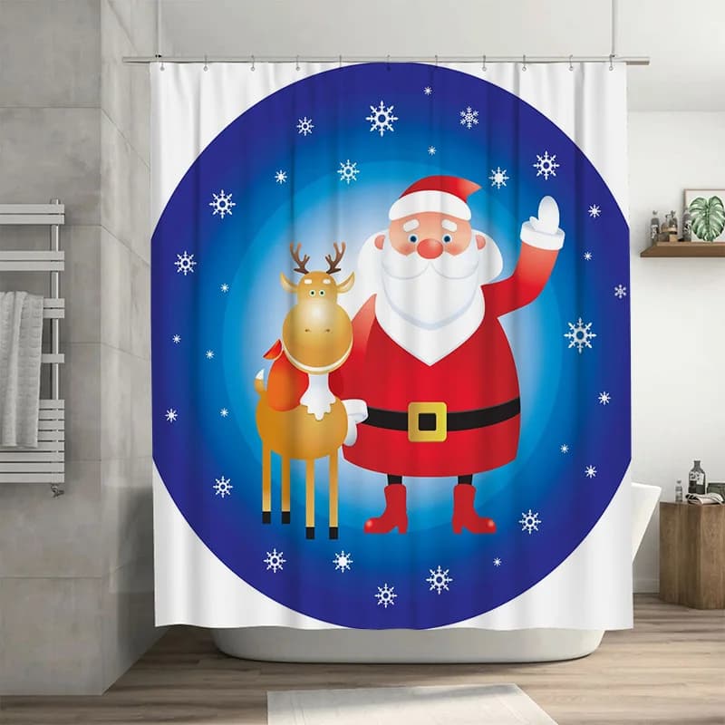 TU Tenda da doccia natalizia Babbo Natale Renna Festivo Vacanza Decorazioni per il bagno Modello natalizio impermeabile Decorazioni per la casa Regalo