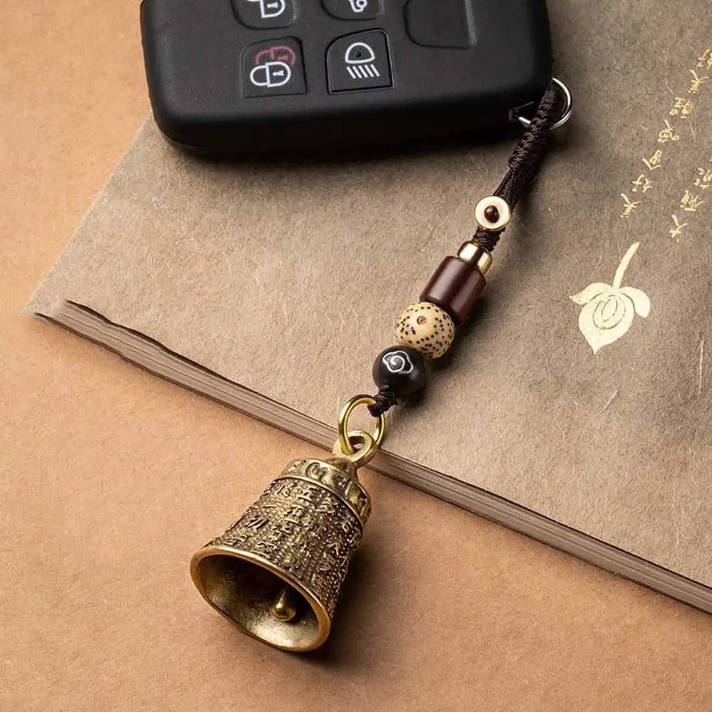 Brass bell Interior Accessories Lucky Rope Tibetan Buddhism Scripture Sutra Car Key Chain Keyfob Car Key Chain Key Rings