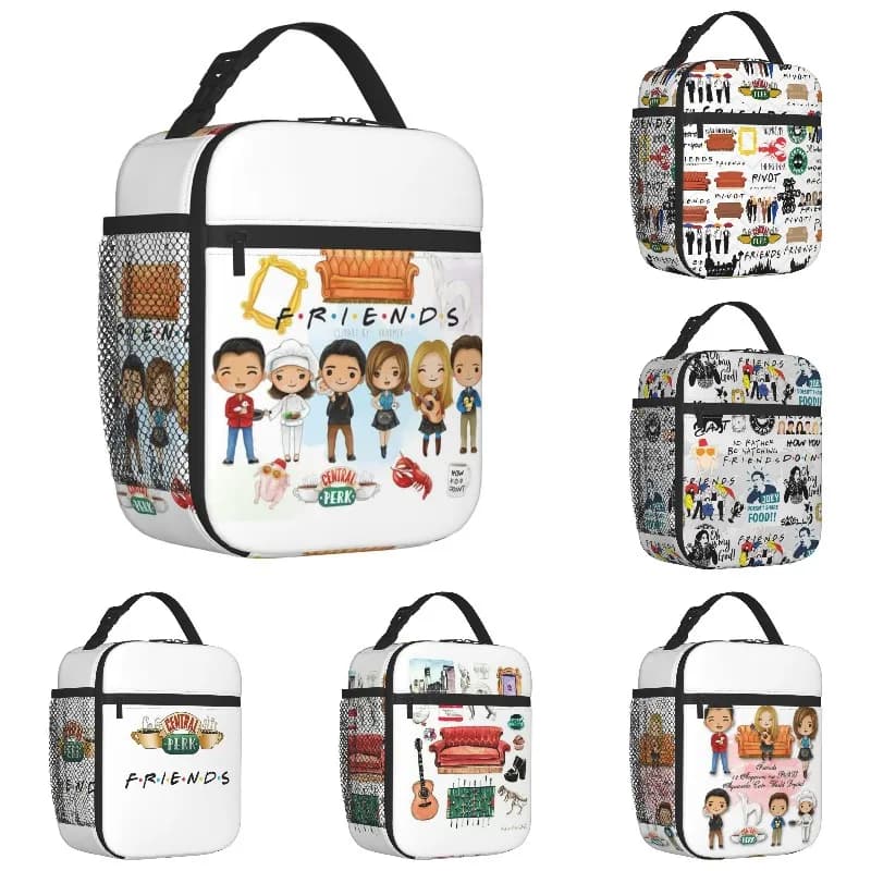 Borsa per il pranzo isolata Classic TV Show Friends per il campeggio, viaggi, cartoni animati, fumetti, portatile, termica, per il pranzo, per donne e bambini