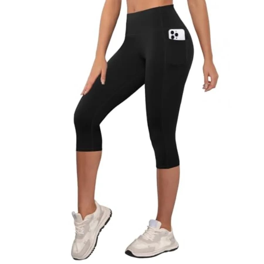 COPYLEAF Leggings Capri da donna Leggings a vita alta con tasche Pantaloni da yoga per allenamento in palestra, corsa e yoga
