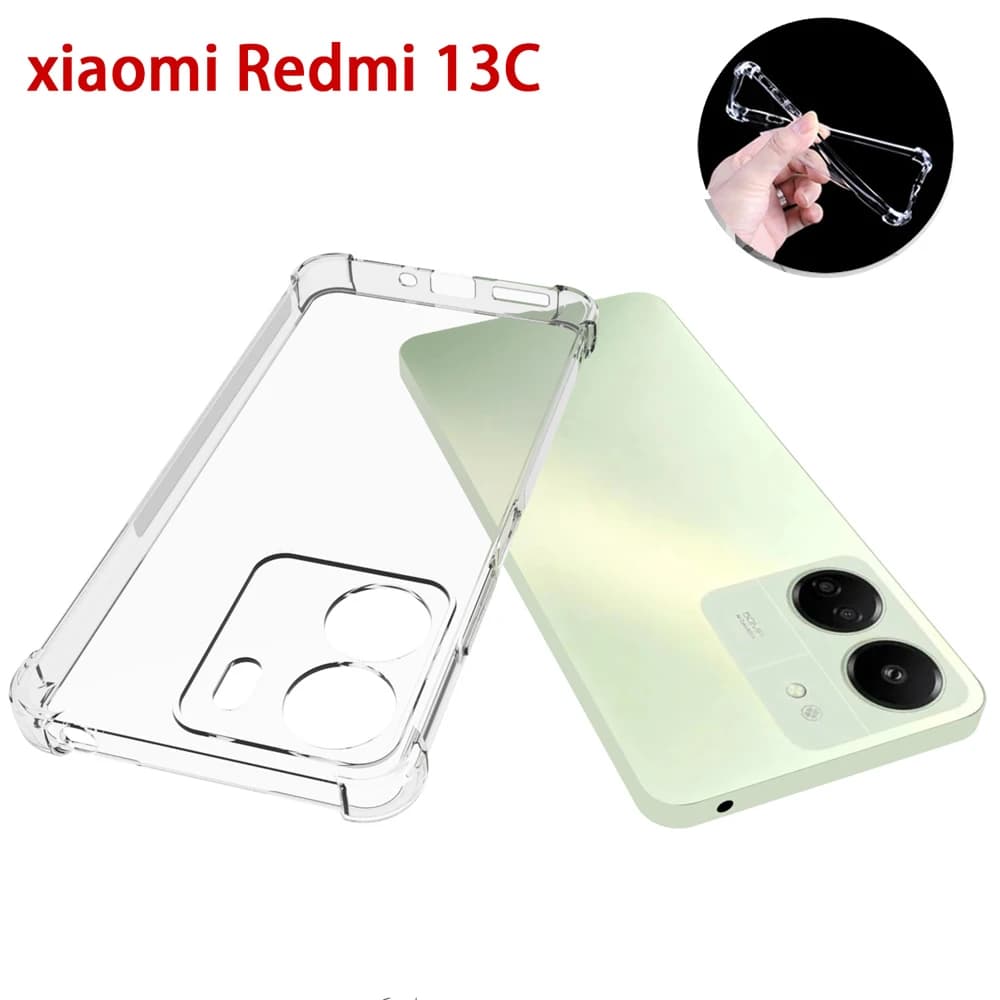 Custodia trasparente Air-Bag spessa 1,5 mm per Xiaomi Redmi 13C 13 C Cover per telefono trasparente in silicone morbido antiurto Redmi13C