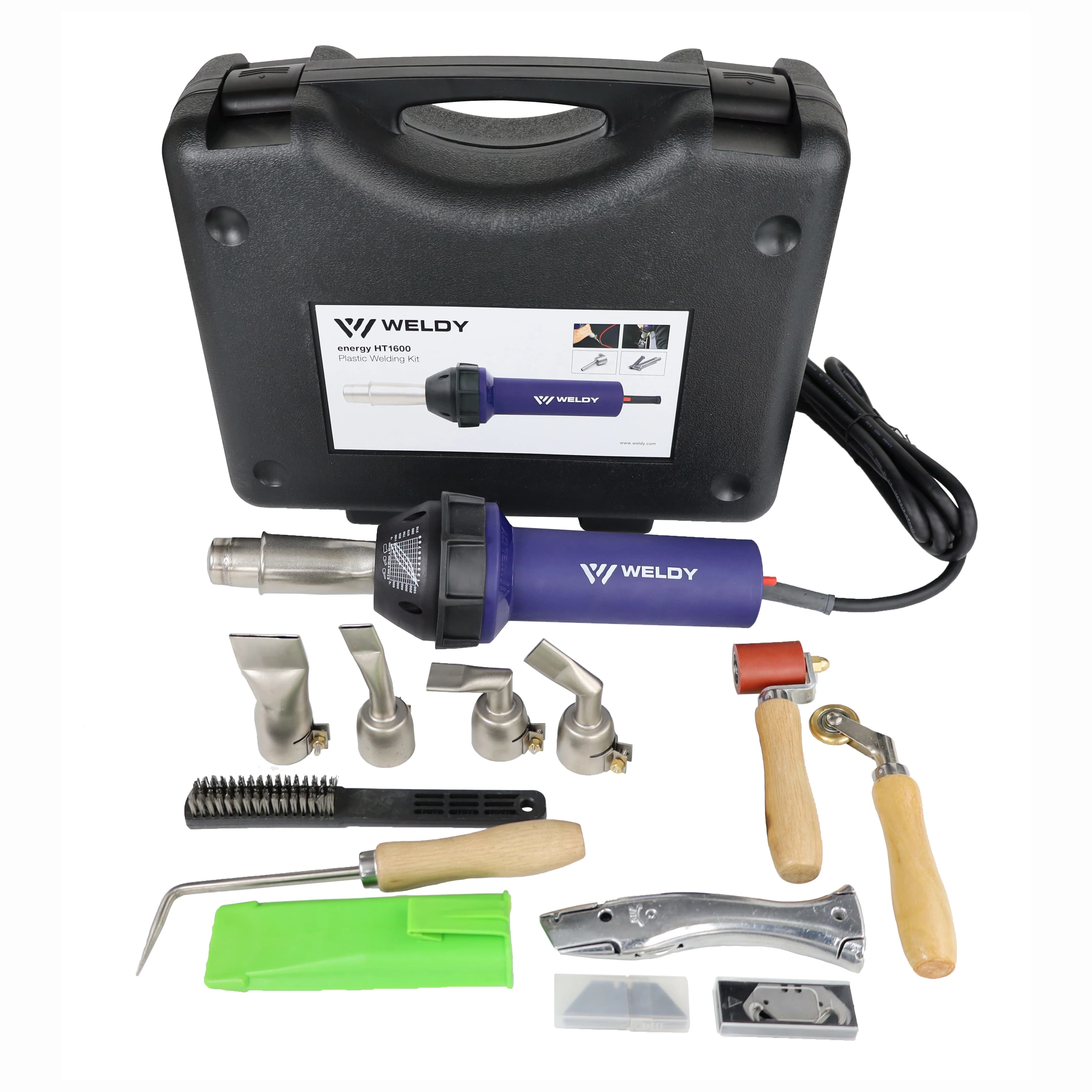 Kit pistola ad aria calda da 1600 W Pistola riscaldante con 4 pezzi Ugello di saldatura Membrane TPO in PVC Saldatura Saldatore di plastica portatile Energia HT1600