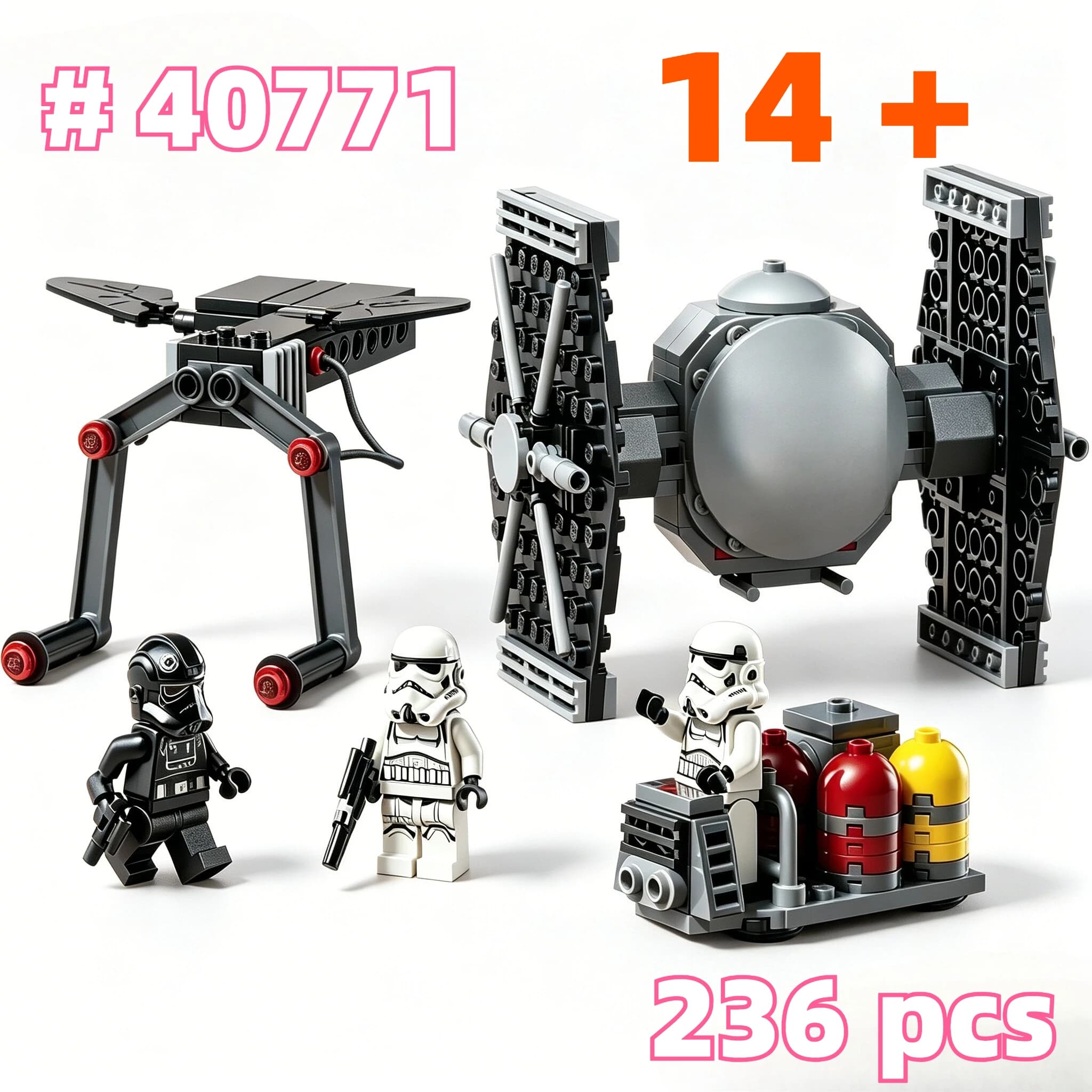 TIE Fighter ™ Set di blocchi da costruzione Imperial Hangar Rack 40771, adatti per regali di compleanno, compatibili con Lego, 236 pezzi.