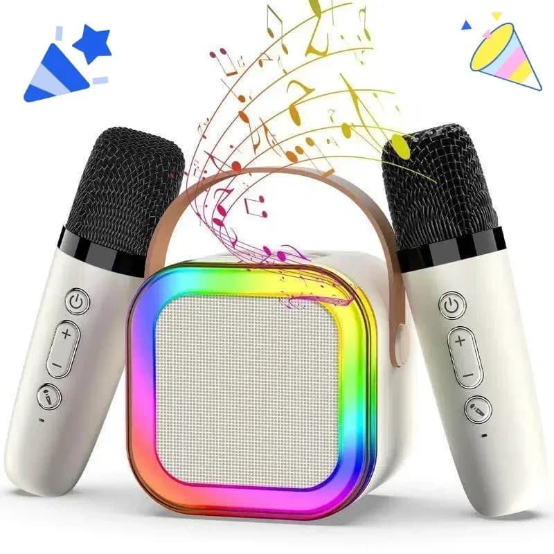 Macchina per karaoke Hi-Fi Bluetooth 5.3 RGB 2 microfoni wireless Casa portatile KTV Regalo di compleanno per bambini