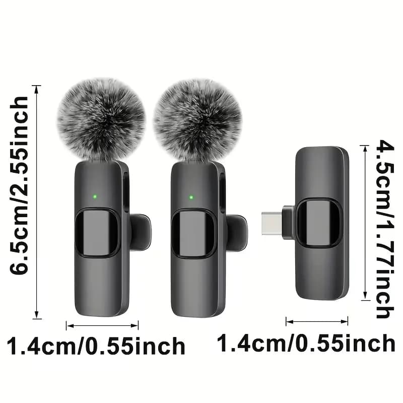 Wireless Lavalier Microphone 2.4G Mini Portable Audio Video Recording Mic for iPhone Android Live Broadcast Gaming