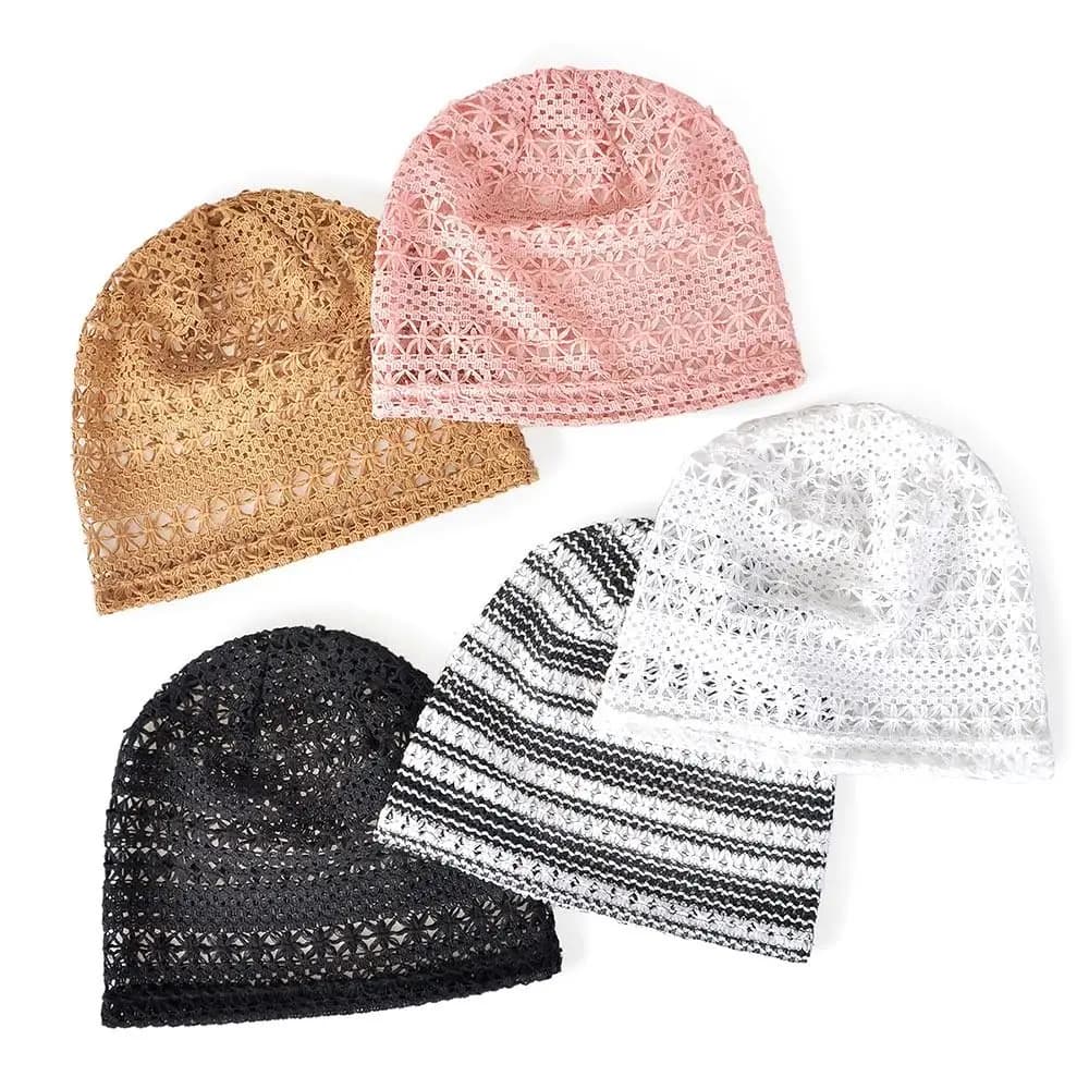 Berretto Estivo Traspirante Traforato con Fiori, Cappello Lavorato a Maglia Casual, Visiera Parasole alla Moda per Donne