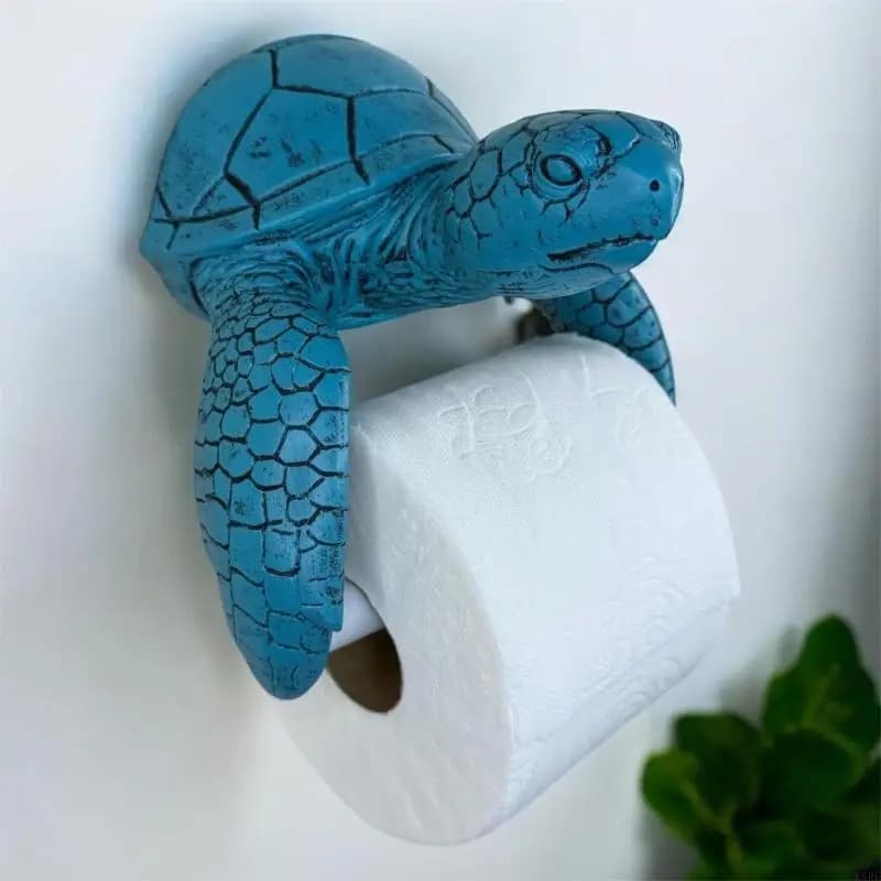 Single Roll Toilet Paper Holder for Bathroom Wall Mount, Resin Tissue Rack with Coastal Figure Accent and Neat Paper Access KXRE