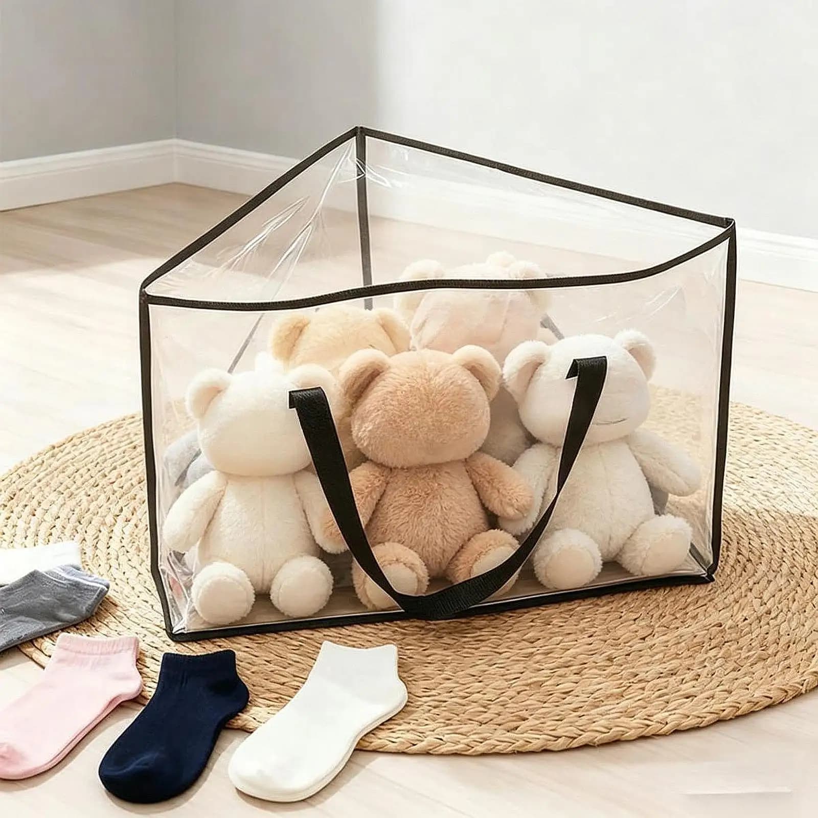 Borsa portaoggetti triangolare salvaspazio, organizer trasparente per appendiabiti, pieghevole e resistente per l'organizzazione nell'armadio della camera da letto