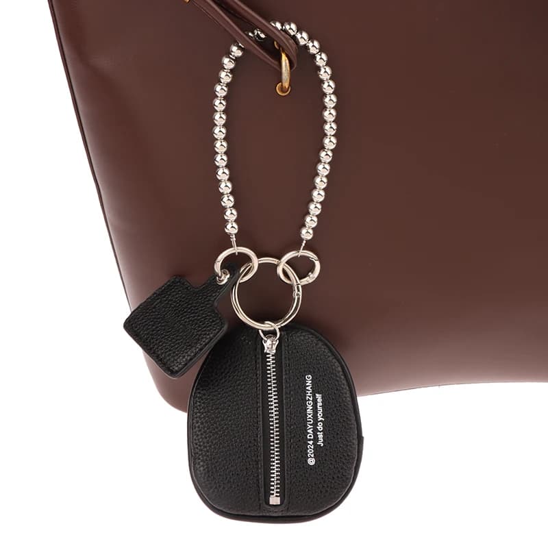 1 pz. Ciondolo alla moda per borsa, accessori in pelle PU nera, custodia per chiavi, portamonete, portachiavi, regalo