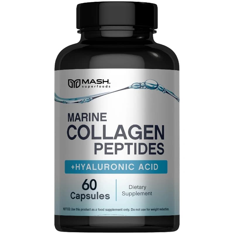 Capsule di collagene marino con acido ialuronico, aloe vera, vitamina C ed E - Promuovono la pelle compatta, unghie e capelli forti, articolazioni sane