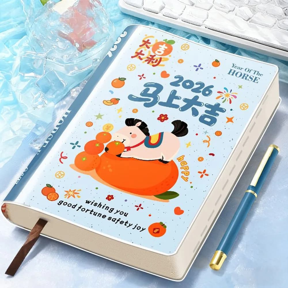 Agenda Giornaliera Blessing Horse 2026 A5, Quaderni con Pagine Spesse, Manuale per l'Efficienza del Tempo, Planner Giornaliero Portatile, Diario per Studenti