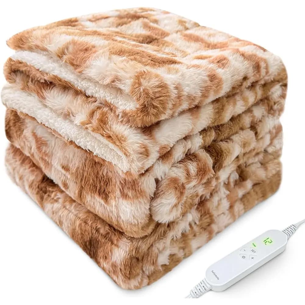Coperta Elettrica Riscaldata Pesante per Uomo/Donna, 6,8 kg, Coperta Calda a Doppio Lato, 8 Impostazioni Timer e 10 Livelli di Calore