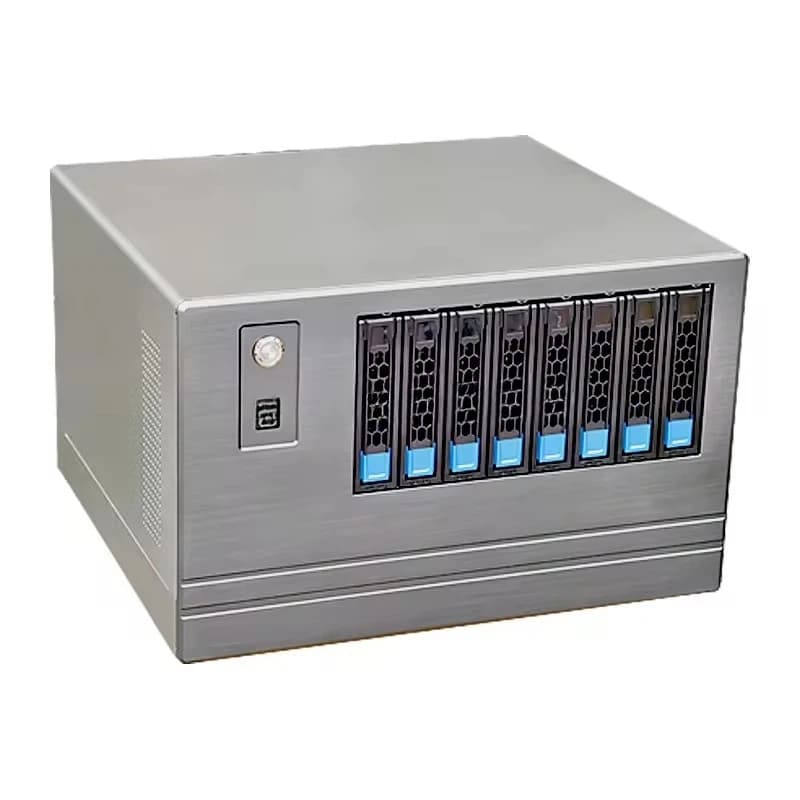 Case NAS a 8 Bay con Hot Swap, Chassis Server MATX ITX per HDD SATA da 3.5 e 2.5 pollici, Case di Archiviazione con USB3.0 Type-C, Flex 1U CRPS PSU