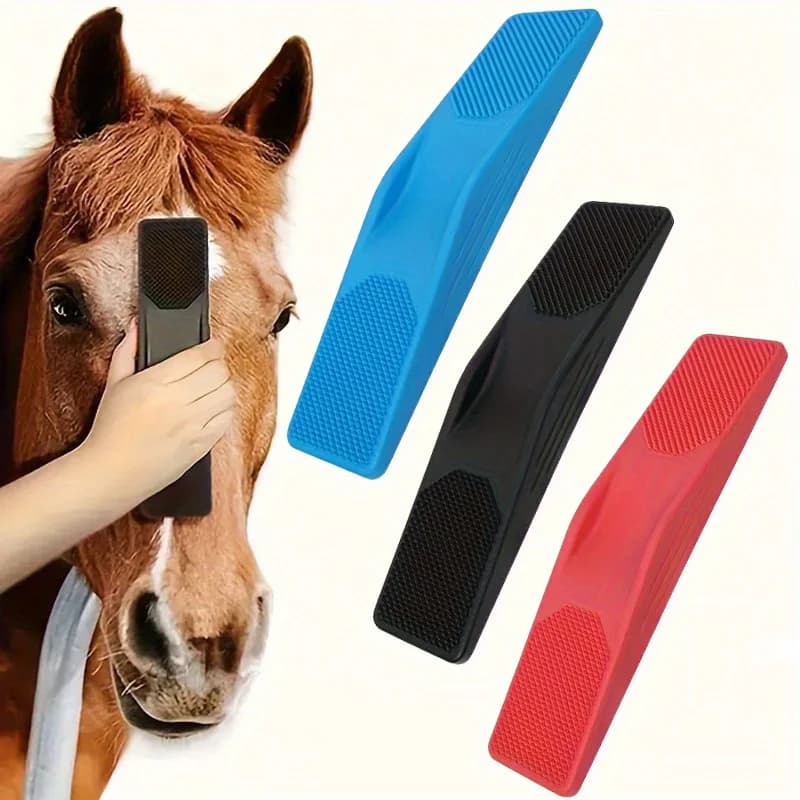Spazzola per la cura del cavallo 6 in 1, impugnatura antiscivolo e design ventilato, adatta per il bagno, il massaggio e la rimozione dei peli, strumenti per la pulizia del cavallo