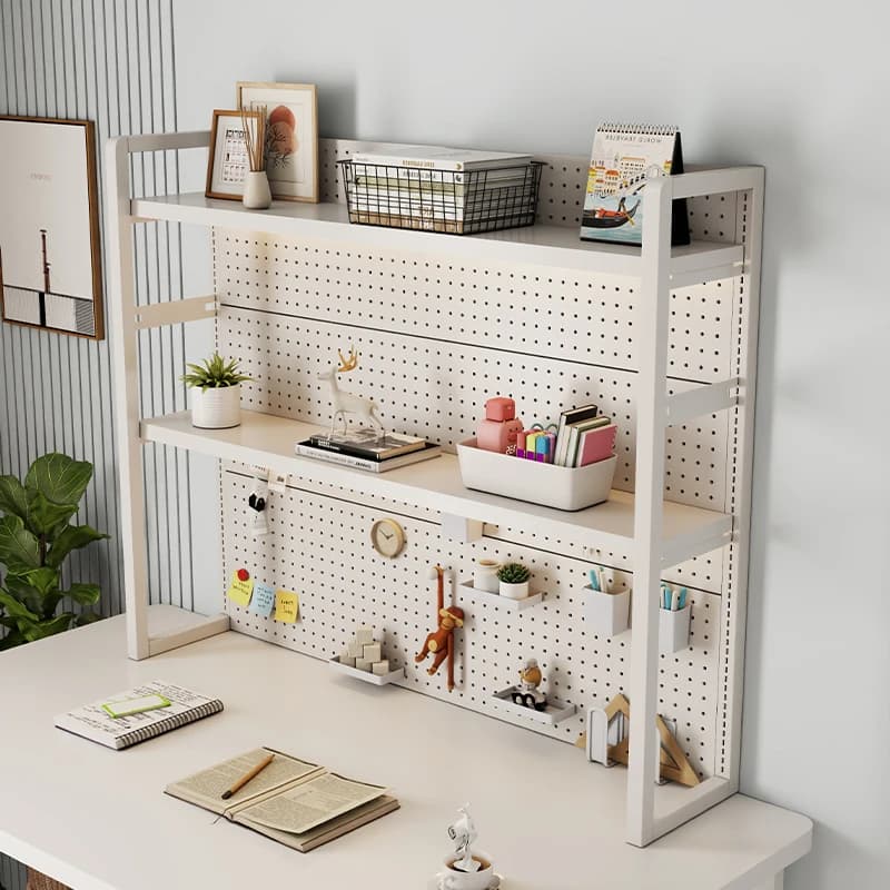Organizzatore di pannelli forati in metallo regolabile Scaffali da scrivania multistrato per accessori per workstation PC con ripiano in ferro salvaspazio per ufficio
