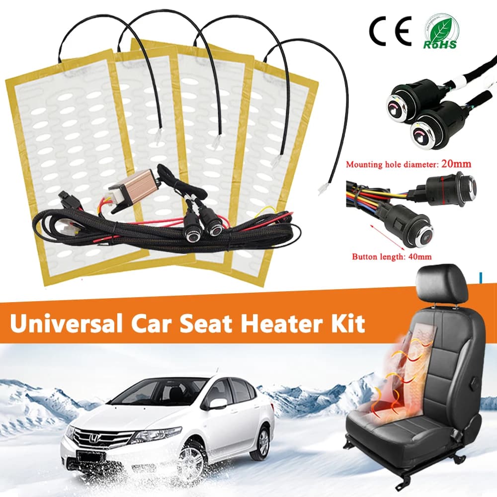 NEW 12V universal integrated car seat heater kit suitable for 2 places fast heating bearings in alloy wire switching system round control at 6 levels