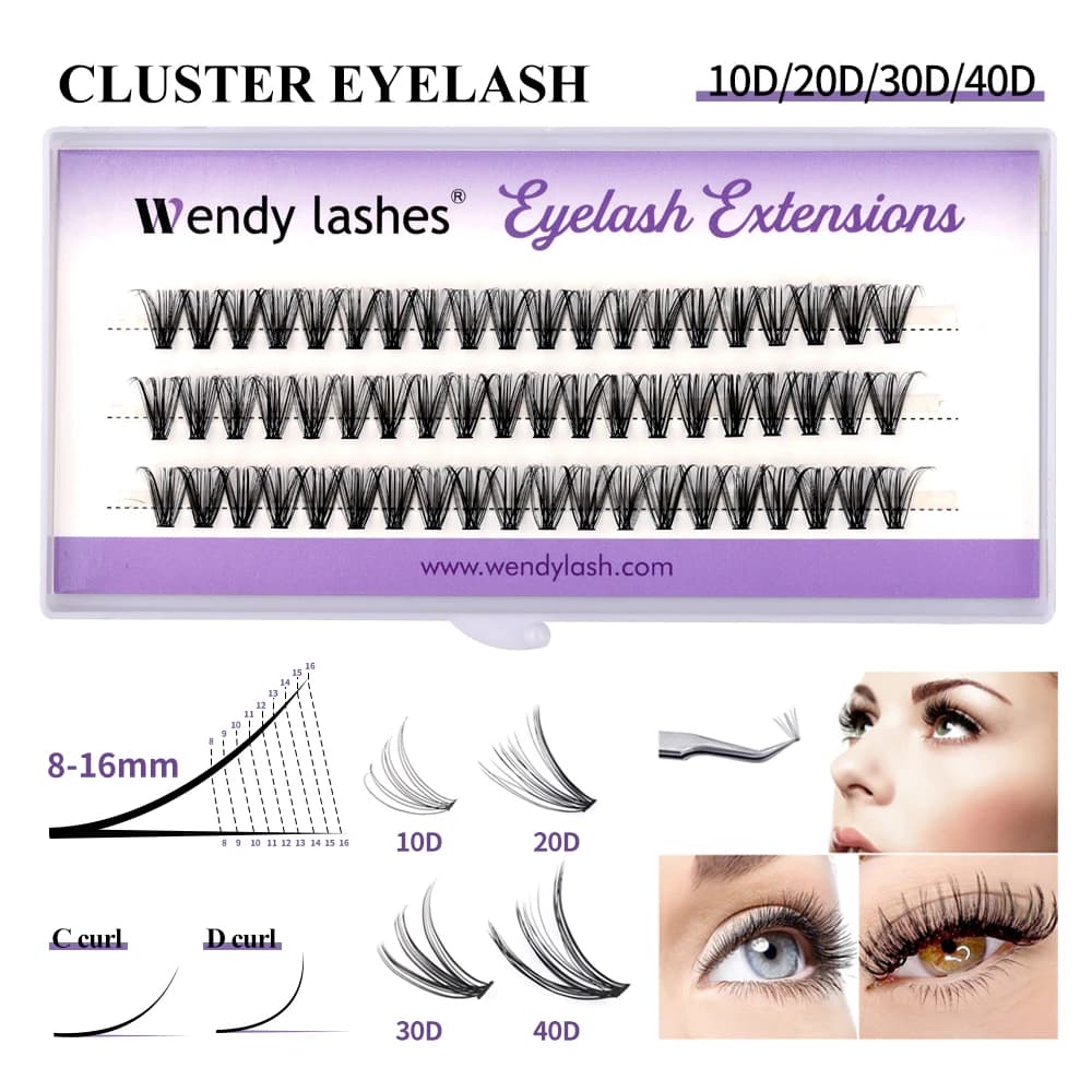 Wendy Lashes 30D/40D/60D/80D Cluster Lashes Extension 0.07D Stile Naturale Ciglia Individuali Fasci di Ciglia Fatte A Mano