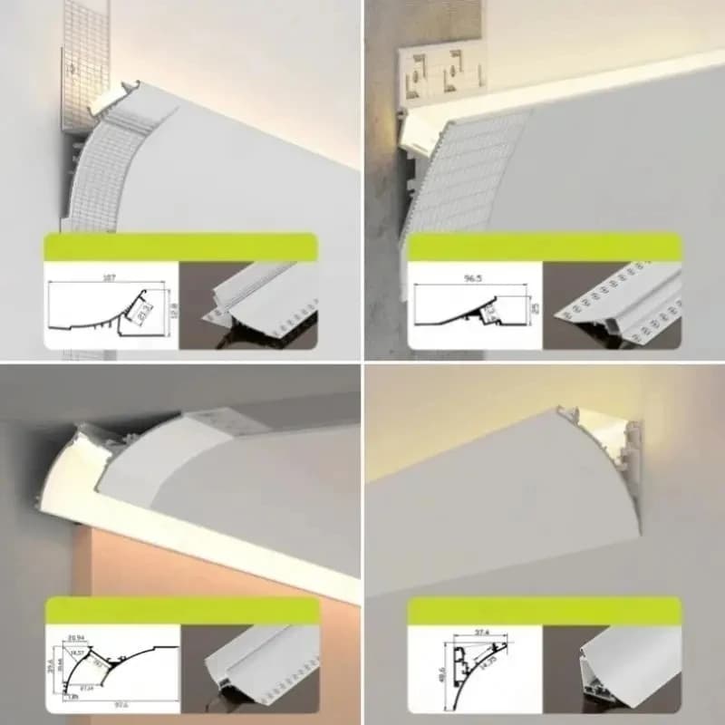 1M Vita Wall Washer Soffitto invisibile Led Profilo in alluminio Canale in gesso senza telaio Linea angolare superiore Decorazioni per la casa Luce di striscia